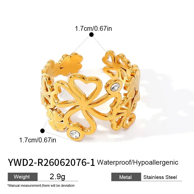 Ivanda Cutout Floral Band Ring Gold Stainless YWD2-R26062076-1 - view 01