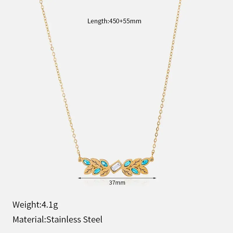 Ivanda Enamel Leaf Bar Necklace Gold CHXM-1960-J - view 02