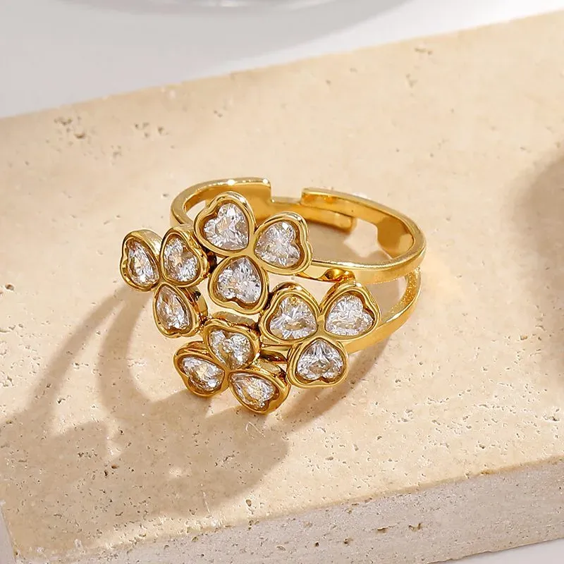 Ivanda Heart Crystal Cluster Ring Gold CHPJ26710-6 - view 03