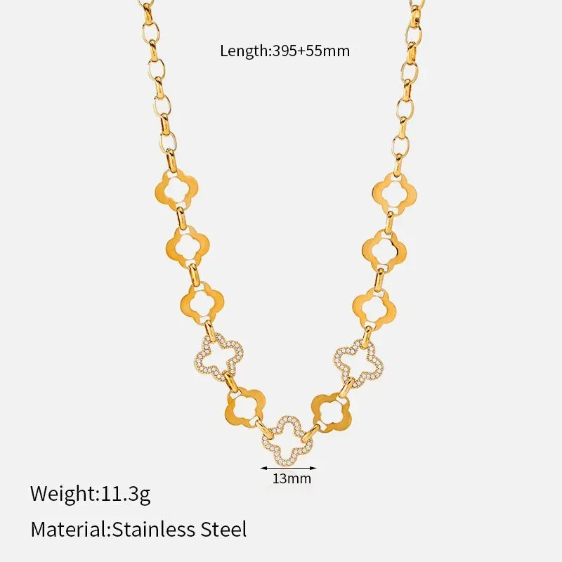 Ivanda Chunky Pavé Link Necklace Gold Statement CHZRK616-5 - view 04