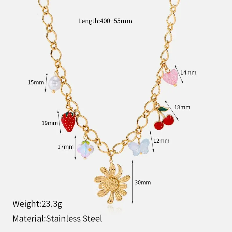 Ivanda Fruit Salad Charm Necklace Gold CHXL02076-1 - view 01