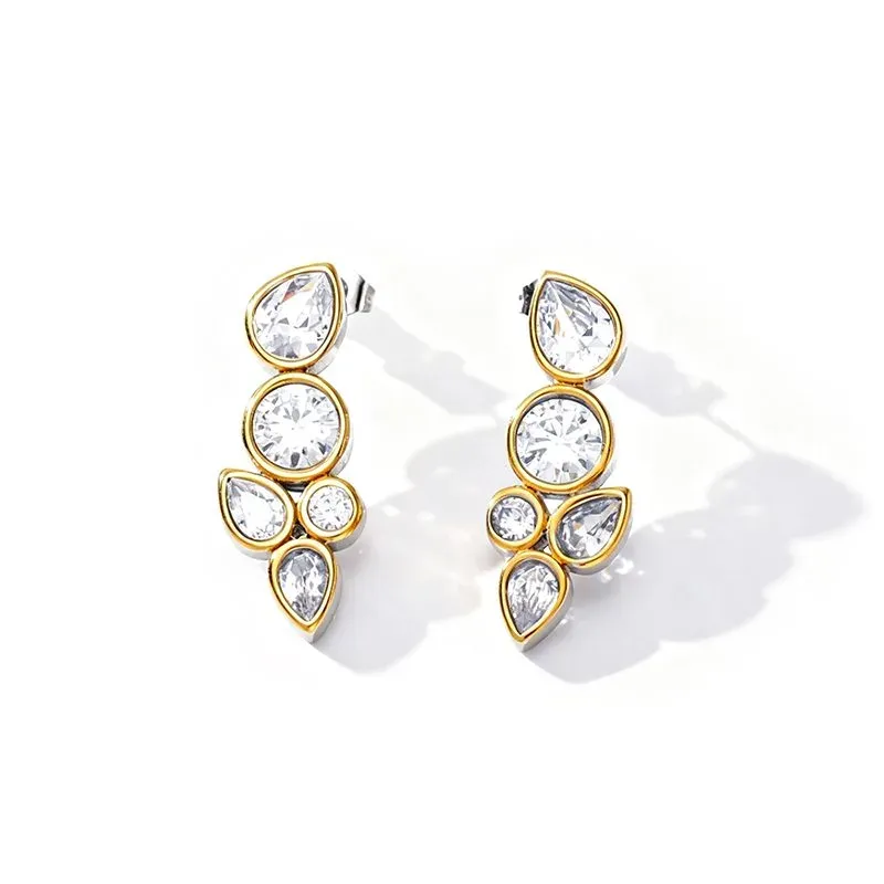 Ivanda Gold Drop Earrings Statement Stainless YHTSE-260520 - view 04