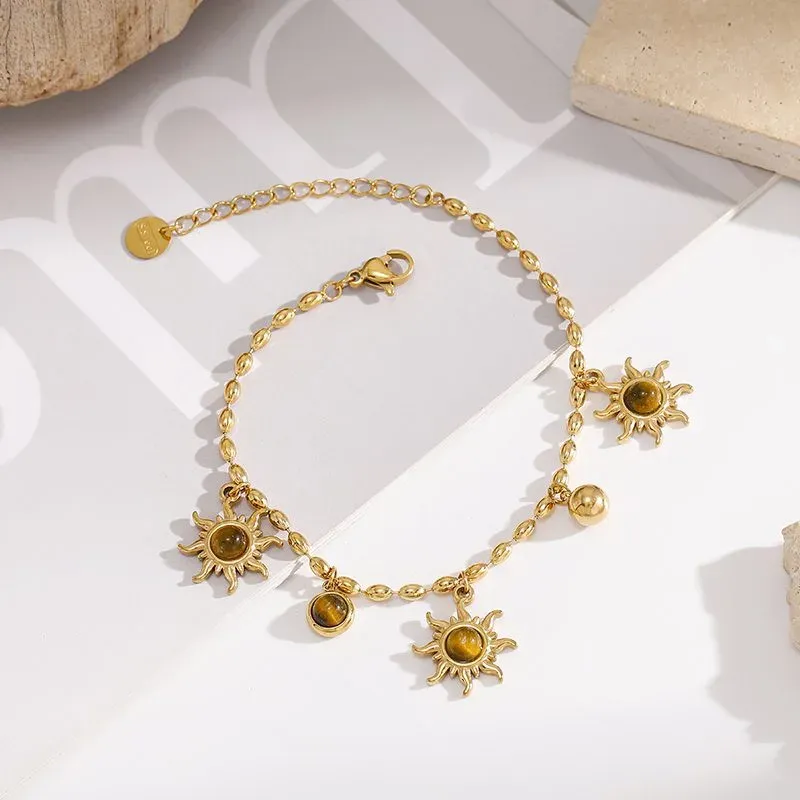 Ivanda Sun & Tiger's Eye Charm Necklace PVD 18K Gold Plated CH2602992-1 - view 03