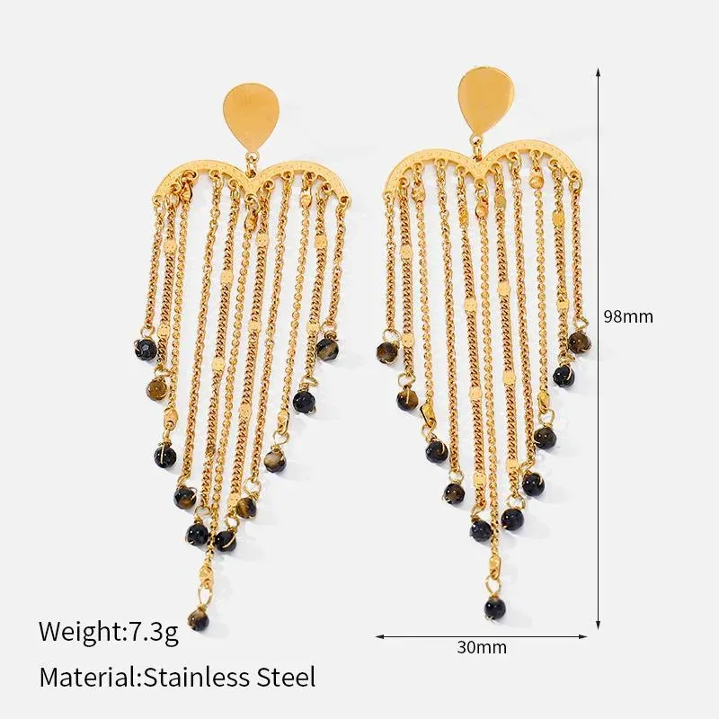Ivanda Pearl Tassel Fringe Earrings PVD 18K Gold Plated Stainless Steel YWD2-E2504945-1 - view 04