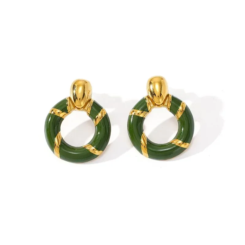 Ivanda Black Enamel Hoop Earrings with Gold Wrap YHTSE-2608100 - view 06