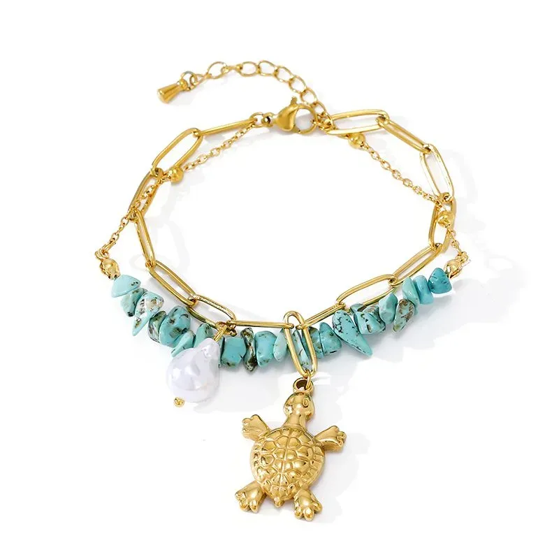 Ivanda Turquoise Turtle Bracelet Gold CHSL01171-1 - view 03