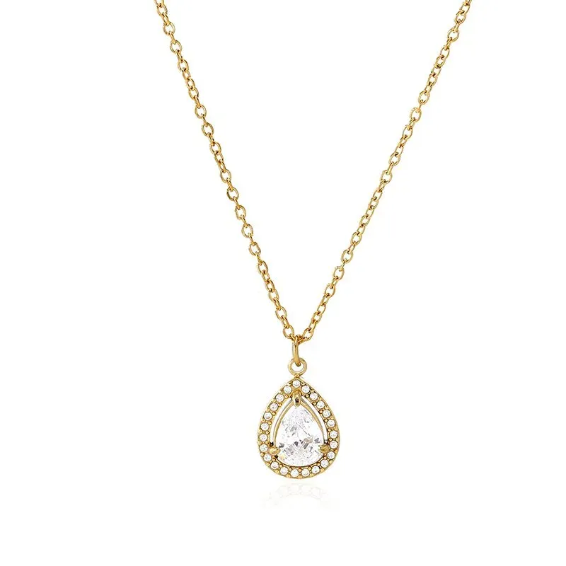 Ivanda Green Teardrop Pendant Necklace Gold CHZRK616-27 - view 06