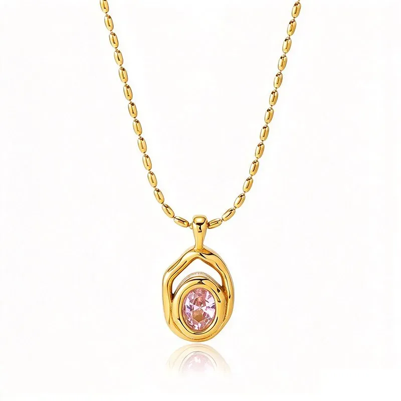 Ivanda Crystal Halo Pendant Necklace Gold Stainless YHTSN-260907 - view 05