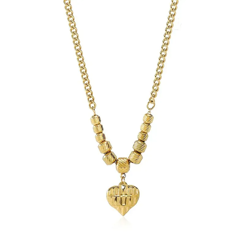 Ivanda Heart Locket Beaded Necklace Gold CHOFXL-0500-J - view 04