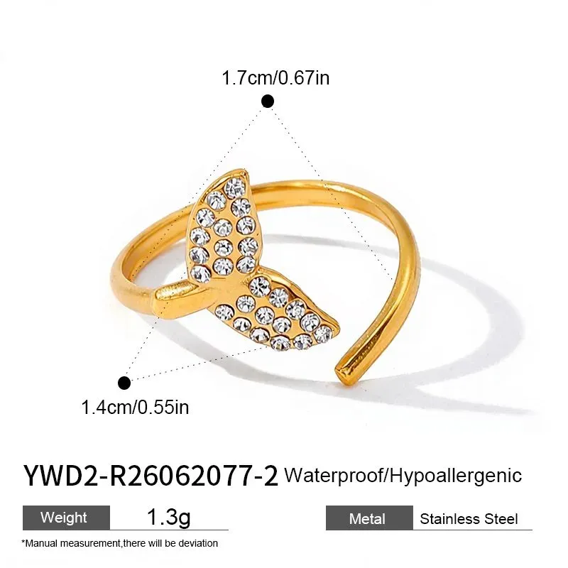 Ivanda Wavy Crystal Band Ring Gold Stainless YWD2-R26062073 - view 02