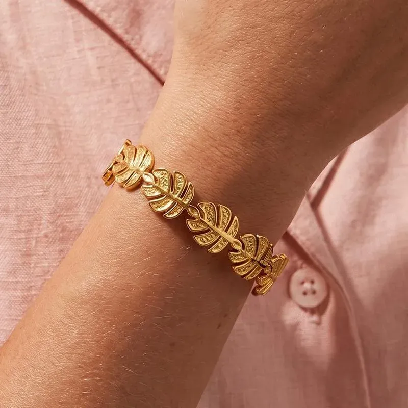 Ivanda Leaf Cuff Bangle PVD 18K Gold Plated Stainless Steel CH1917 - view 02