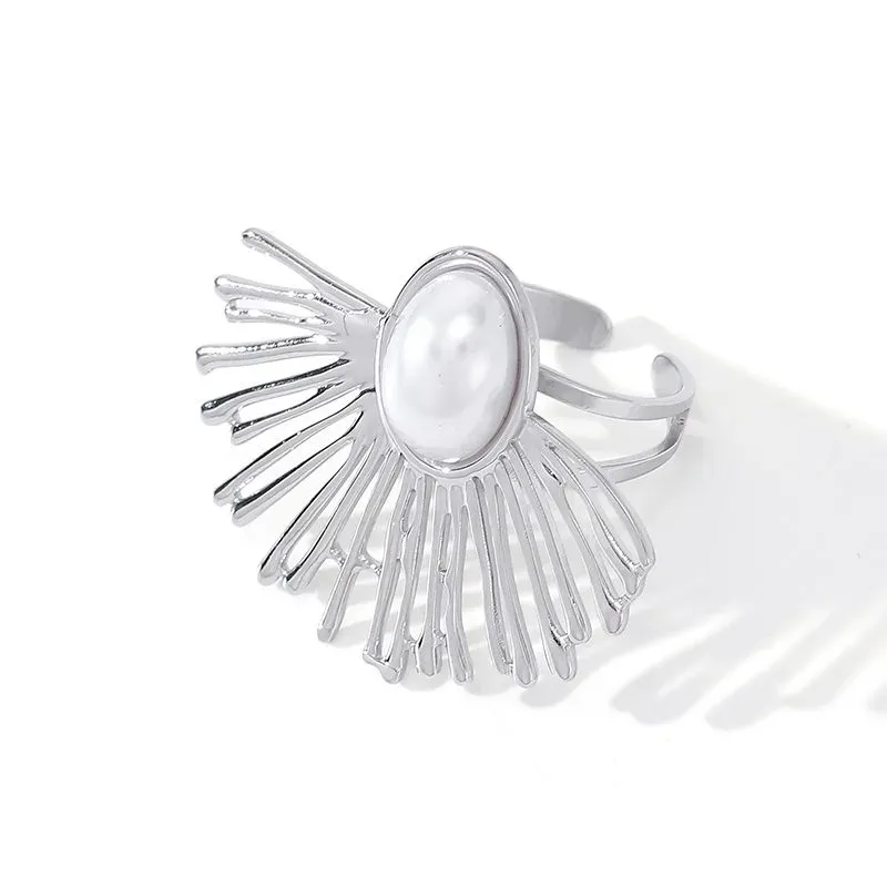 Ivanda Silver Fan Pearl Stud Earrings YWD2-S2504179-E - view 05