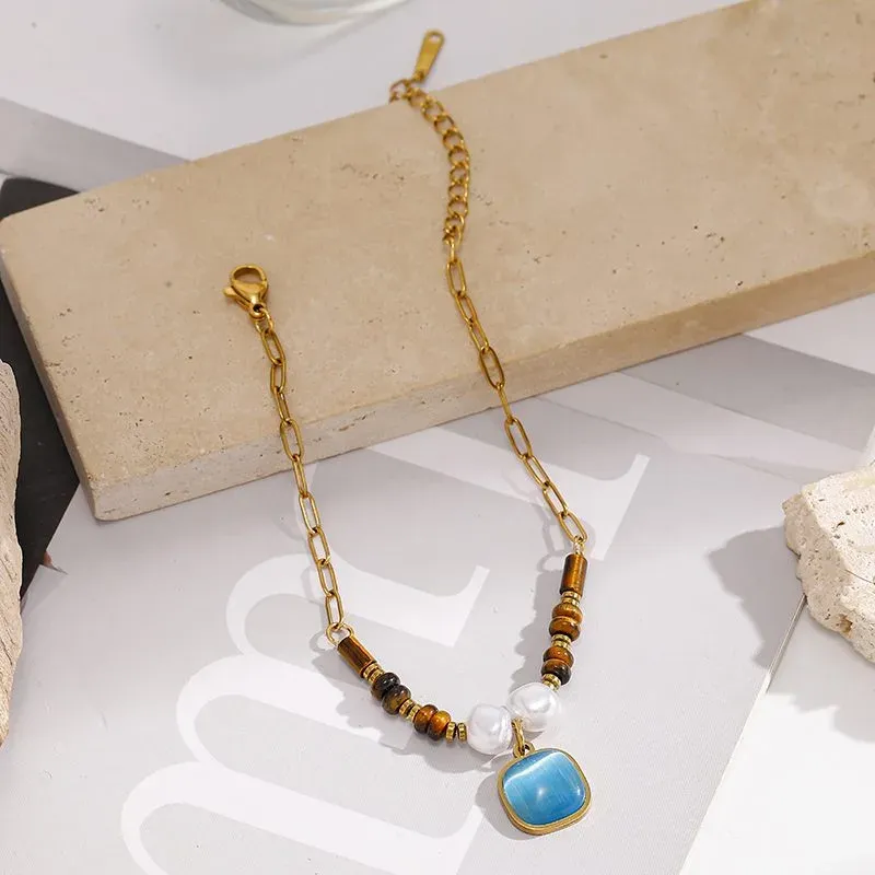 Ivanda Turquoise Heart Bracelet Beaded Gold Stainless Steel CH260911-11 - view 04