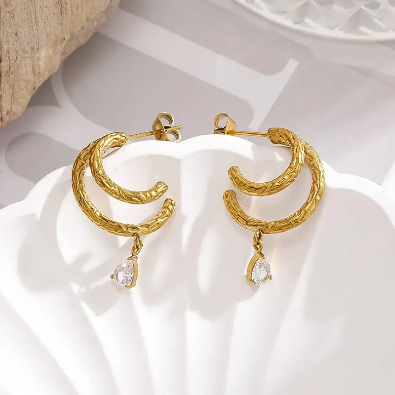 Ivanda Gold Modern Earrings Stainless Steel YHTSE-260537 - view 03