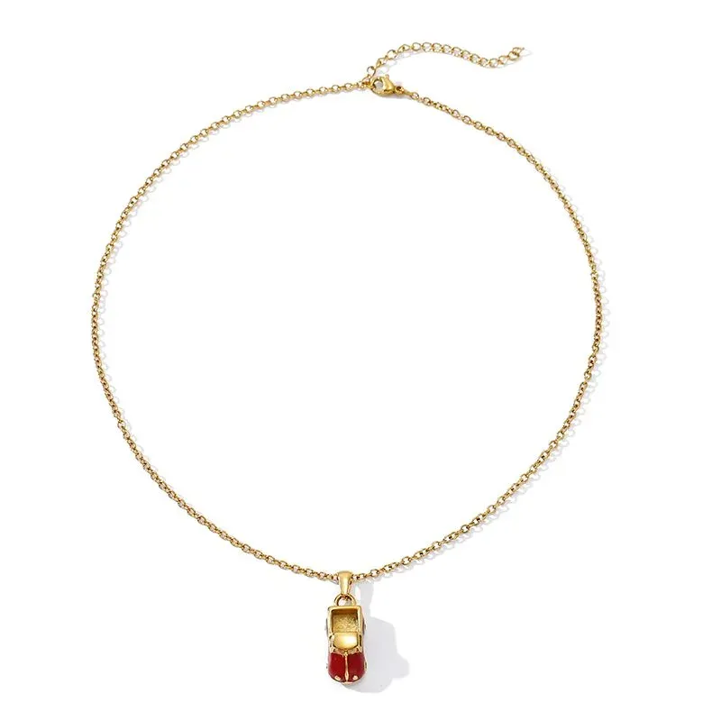 Ivanda Red Cherry Pendant Necklace Gold CPXB-099 - view 02