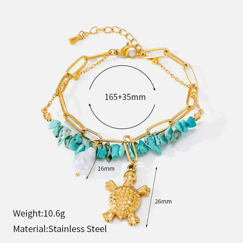 Ivanda Turquoise Turtle Bracelet Gold CHSL01171-1 - view 01