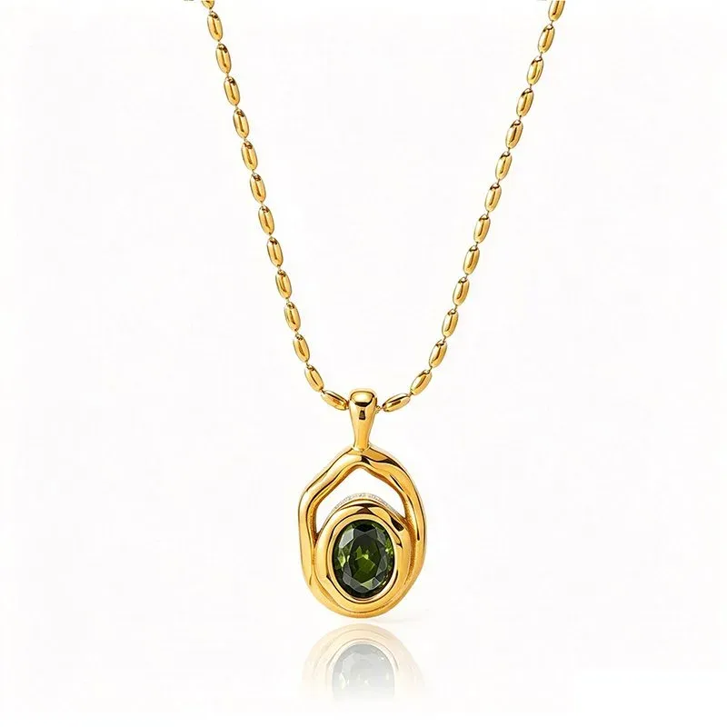 Ivanda Crystal Halo Pendant Necklace Gold Stainless YHTSN-260907 - view 06
