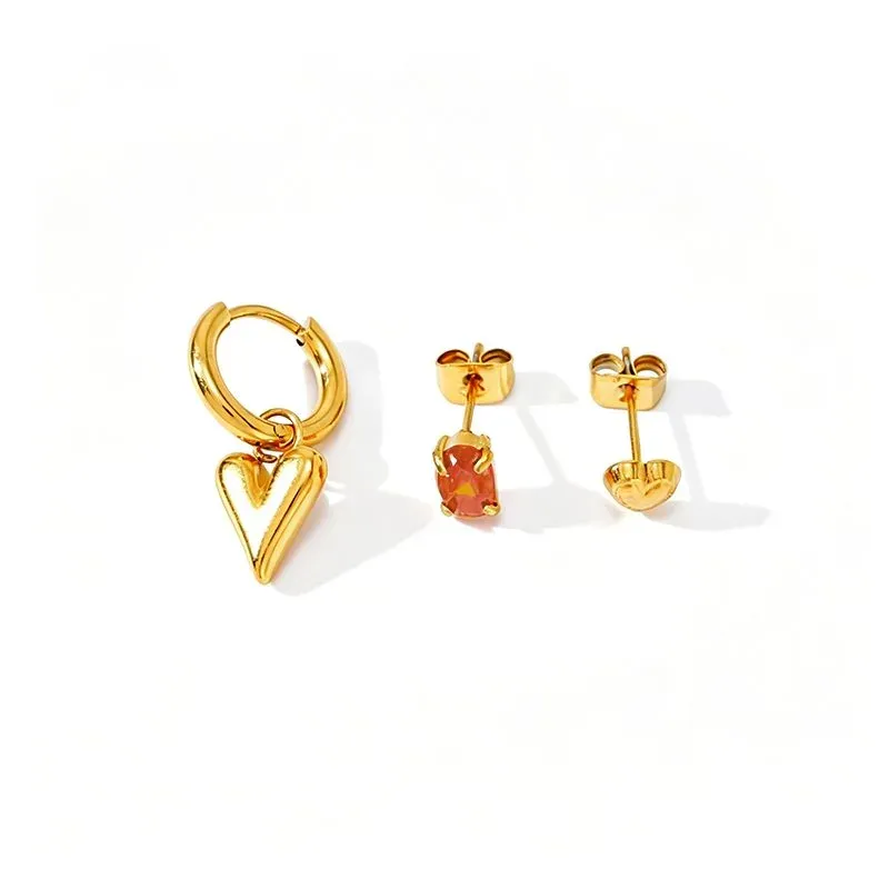 Ivanda 3-Piece Earring Set Heart Huggie & Studs Gold YWD2-E26041843-221 - view 02