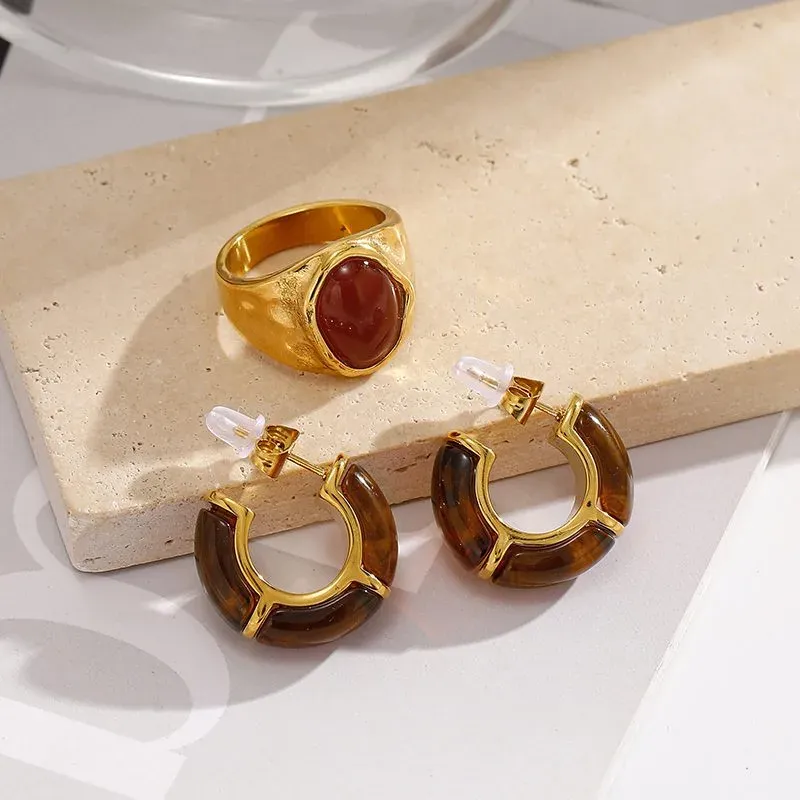 Ivanda Gold Drop Earrings Stainless Steel YHTSE-260836 - view 04