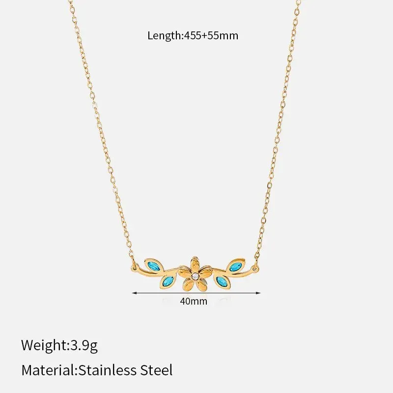 Ivanda Enamel Leaf Bar Necklace Gold CHXM-1960-J - view 04