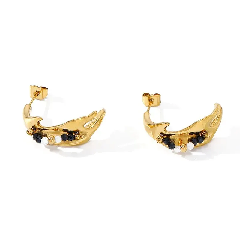 Ivanda Shark Charm Hoop Earrings Gold YWD8-E2504942 - view 02