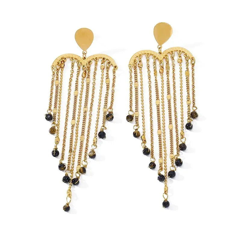Ivanda Pearl Tassel Fringe Earrings PVD 18K Gold Plated Stainless Steel YWD2-E2504945-1 - view 05
