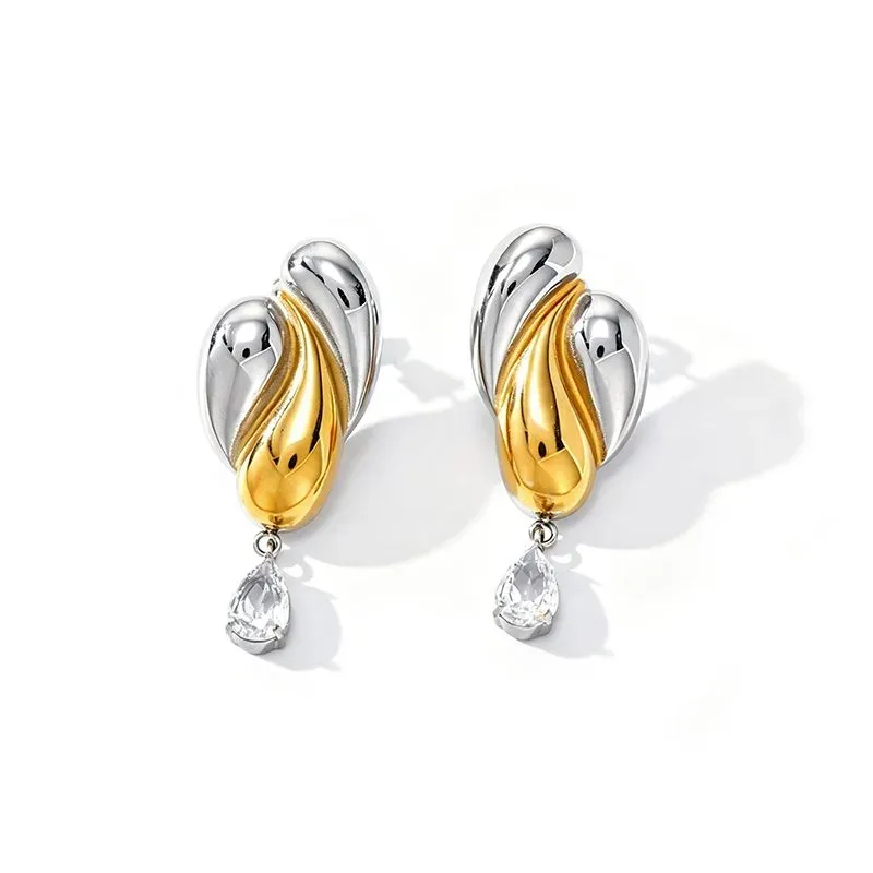 Ivanda Chunky Geometric Drop Earrings Gold YHTSE-260502 - view 03