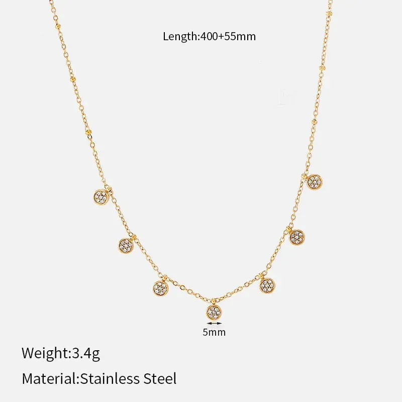 Ivanda Pavé Disc Station Necklace Gold CH1928 - view 01