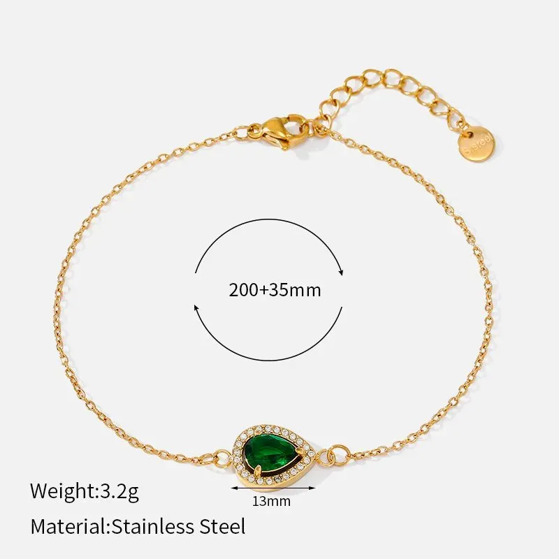 Ivanda Green Stone Halo Bracelet Gold CHZRK616-23 - view 01