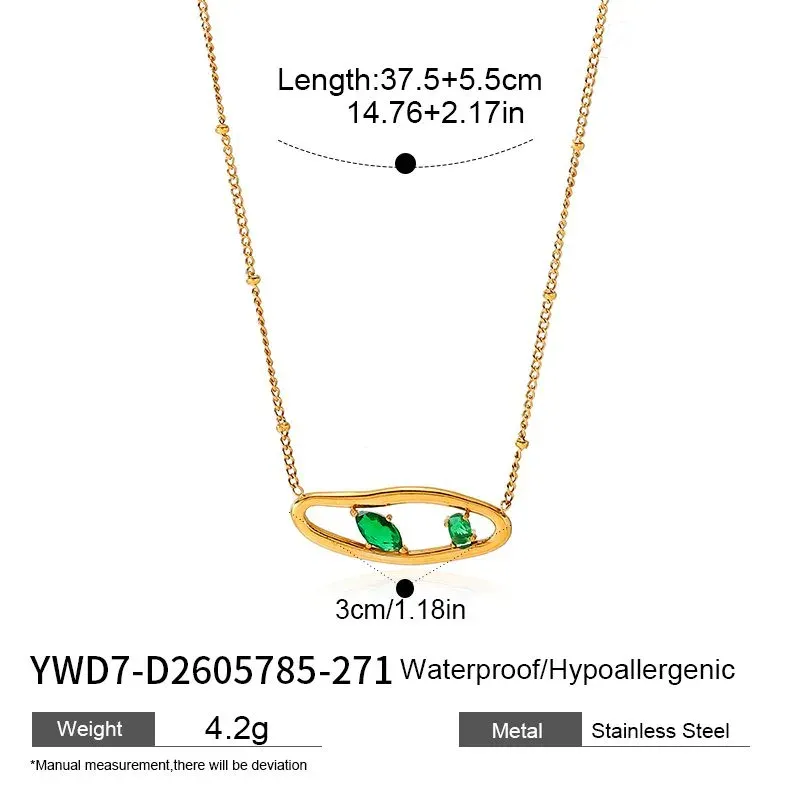 Ivanda Green Stone Open Pendant Necklace Gold YWD7-D2605785-271 - view 01