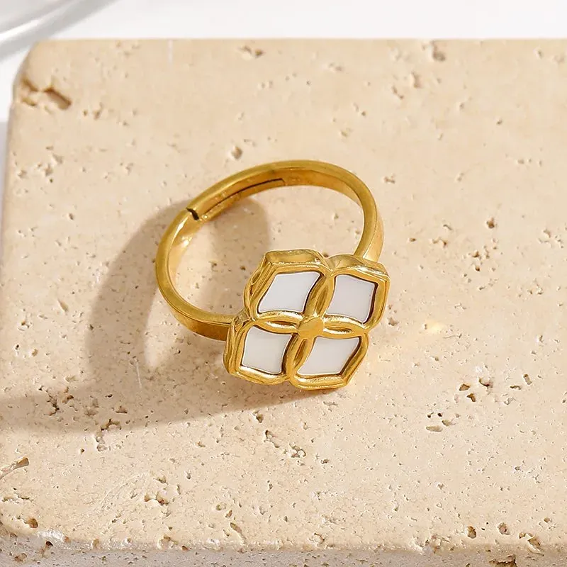 Ivanda Geometric Openwork Ring Gold Stainless Steel CH1921 - view 03