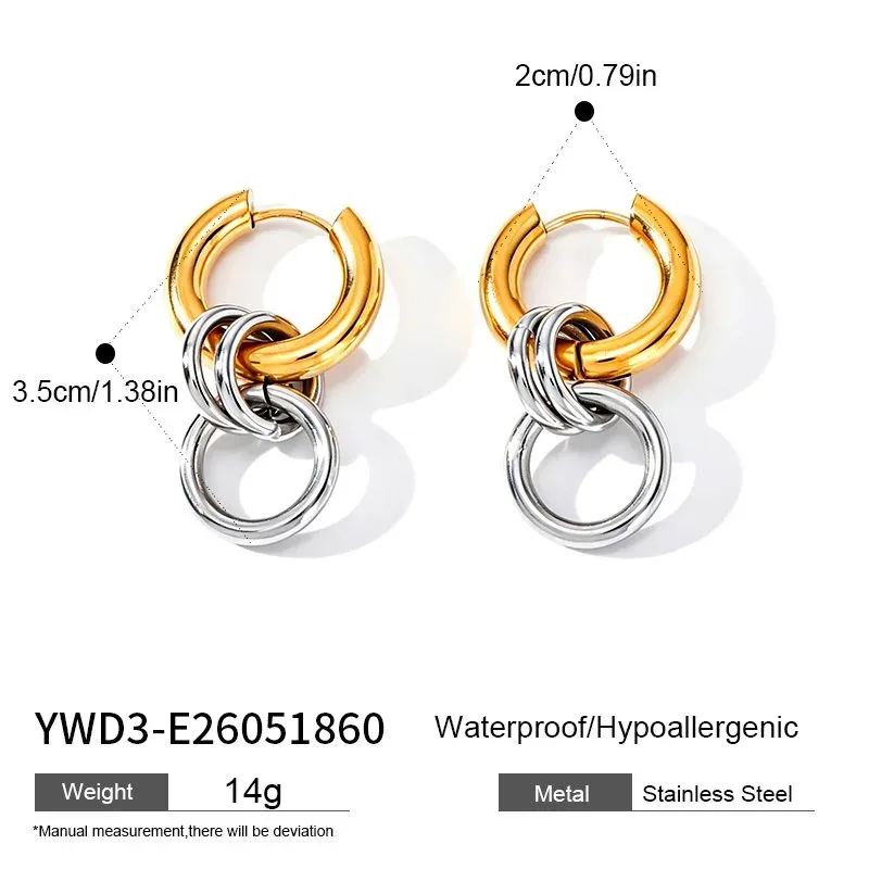 Ivanda Two-Tone Interlock Hoop Earrings Gold Silver YWD3-E26051860 - view 01
