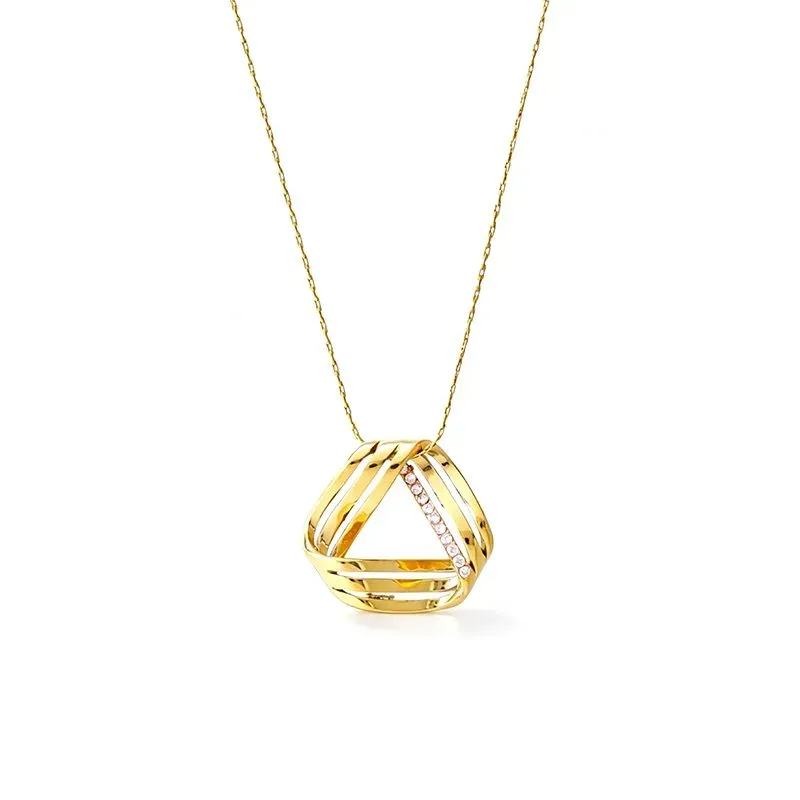 Ivanda Pavé Triangle Pendant Necklace Gold Stainless Steel CH260911-10 - view 02