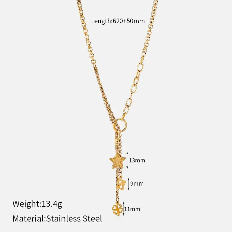 Ivanda Maple Leaf Ring Chain Necklace CHOFXL-0590-J - view 03