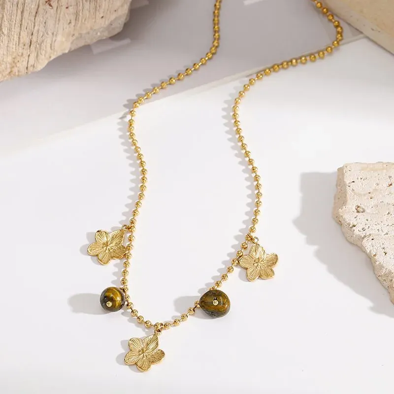 Ivanda Butterfly Charm Necklace Fleur-de-Lis Gold Stainless Steel CH2602992-3 - view 02