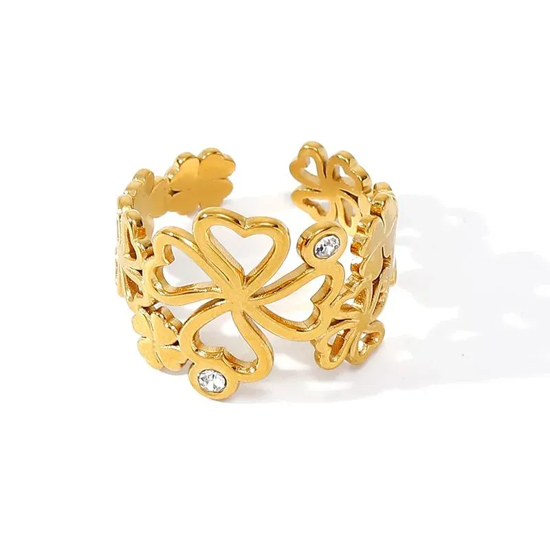 Ivanda Cutout Floral Band Ring Gold Stainless YWD2-R26062076-1 - view 03