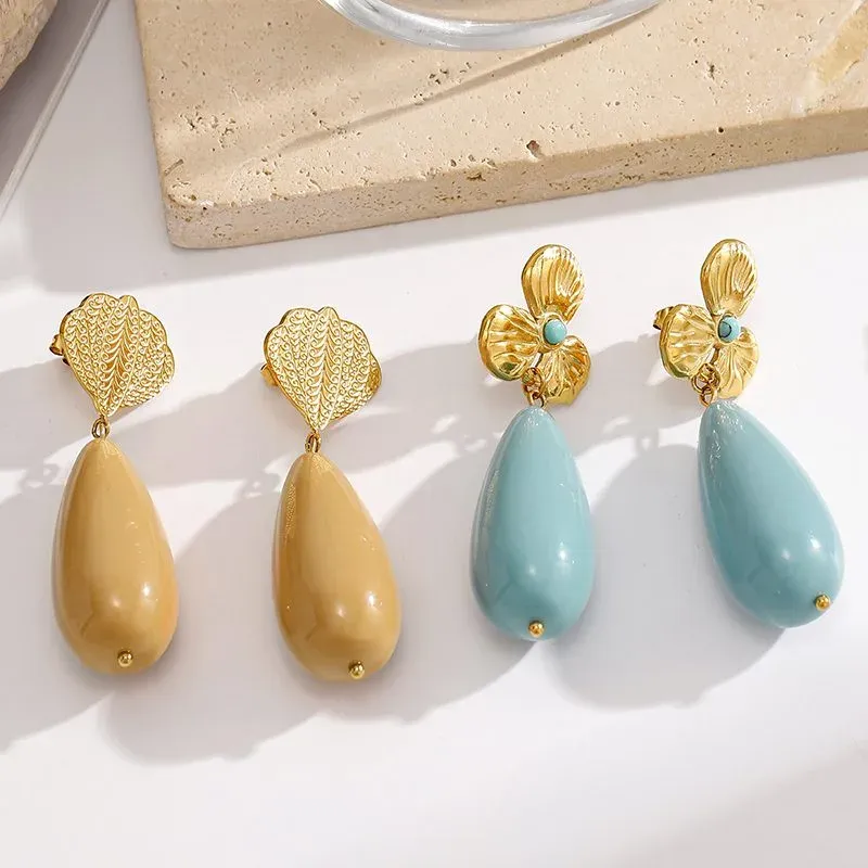 Ivanda Fan Top Stone Drop Earrings Gold YWD2-E2504955-2 - view 05