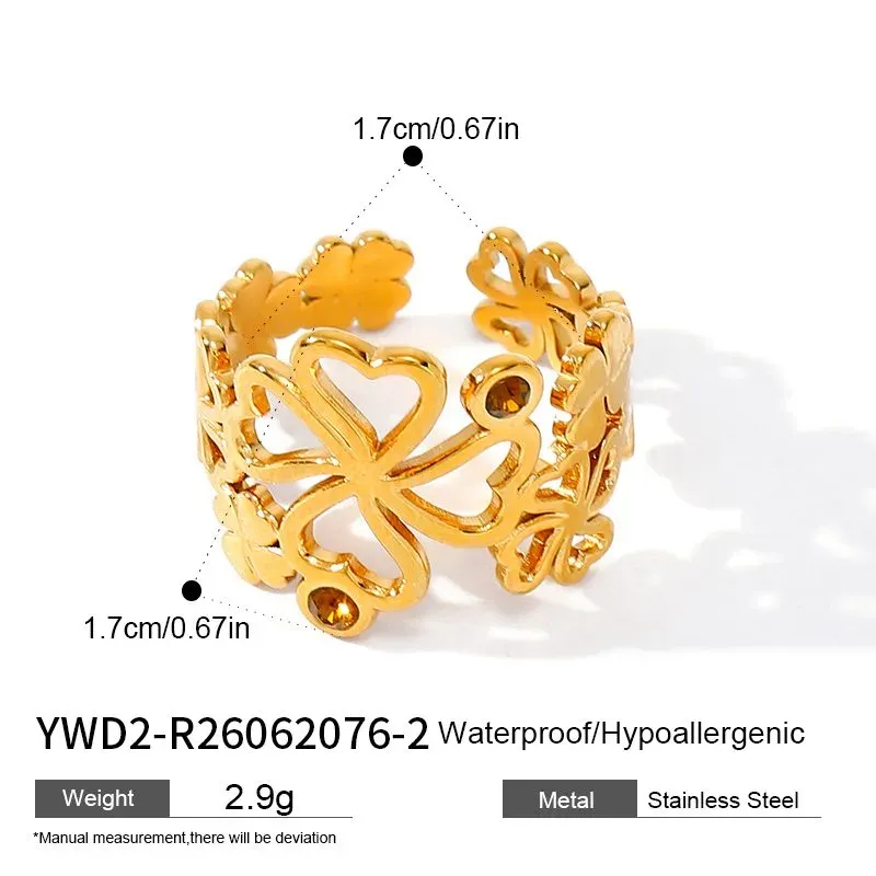 Ivanda Cutout Floral Band Ring Gold Stainless YWD2-R26062076-1 - view 02