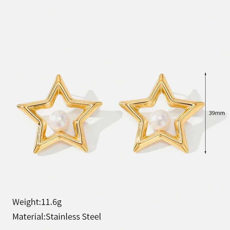 Ivanda Open Heart Pearl Stud Earrings Gold CHZRK616-37 - view 02