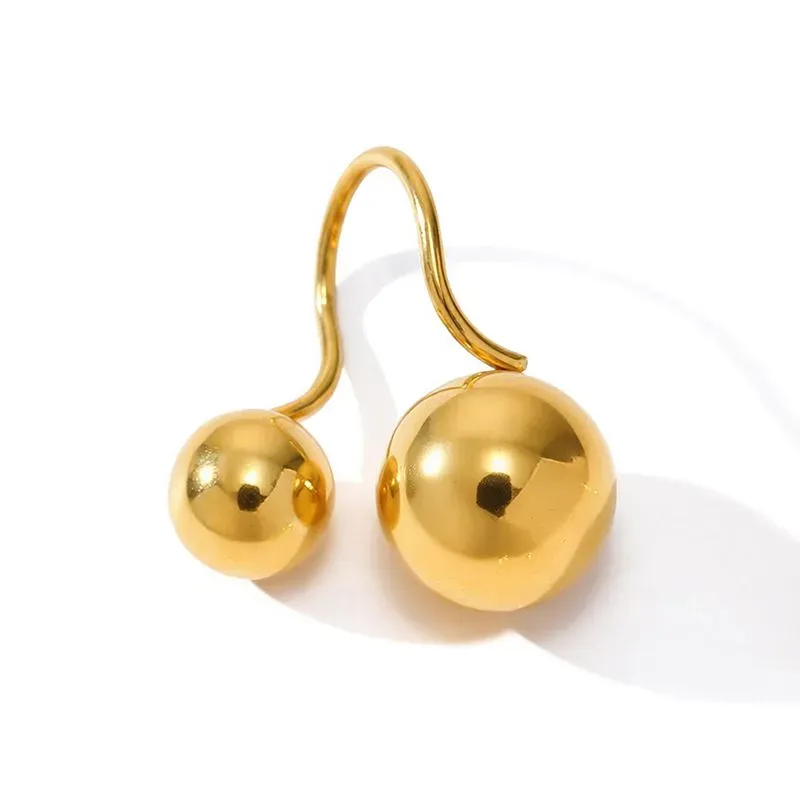 Ivanda Double Ball Drop Earrings Gold Stainless Steel CH1916 - view 04