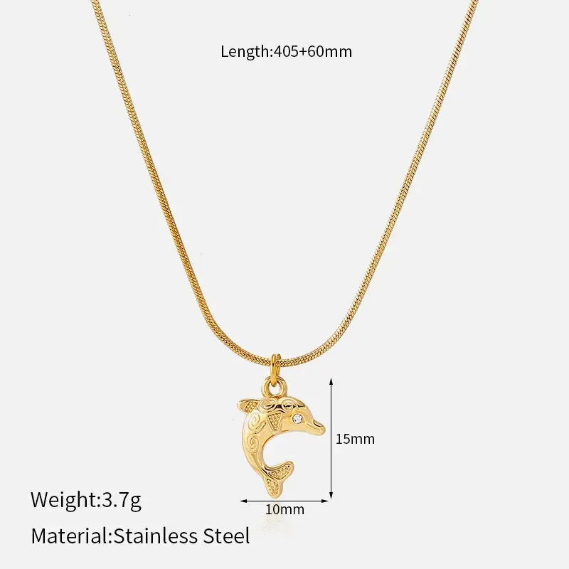 Ivanda Dolphin Pendant Necklace Gold Snake Chain CHZRK616-30 - view 01