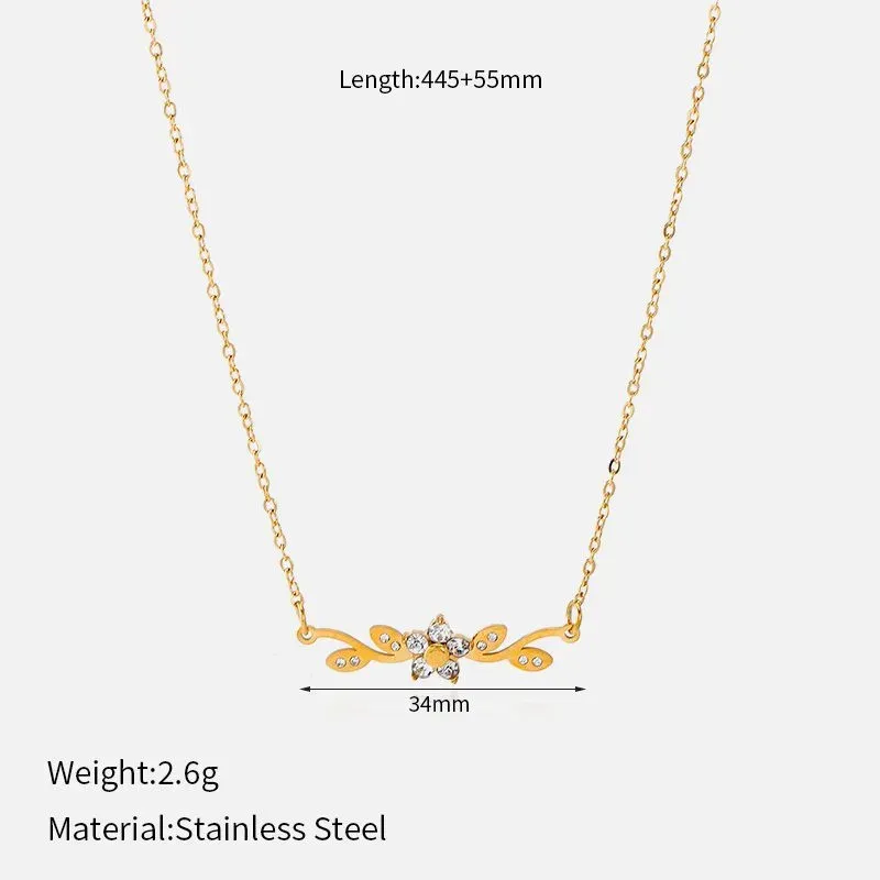 Ivanda Enamel Leaf Bar Necklace Gold CHXM-1960-J - view 05