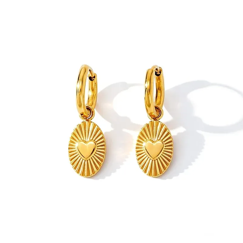 Ivanda Heart Medallion Hoop Earrings Gold YWDXS2605-E07 - view 03