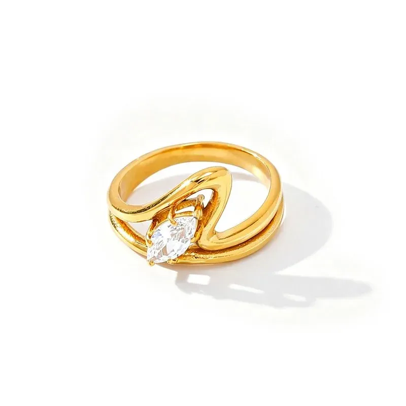 Ivanda Gold Statement Ring Stainless Steel YHTSR-260804 - view 04
