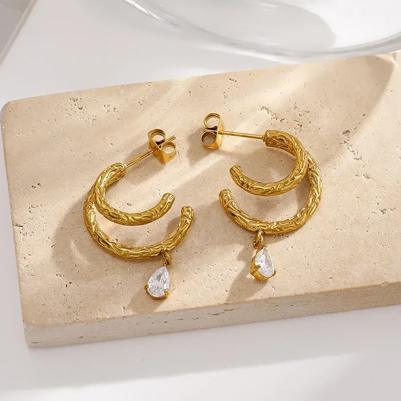 Ivanda Gold Modern Earrings Stainless Steel YHTSE-260537 - view 02