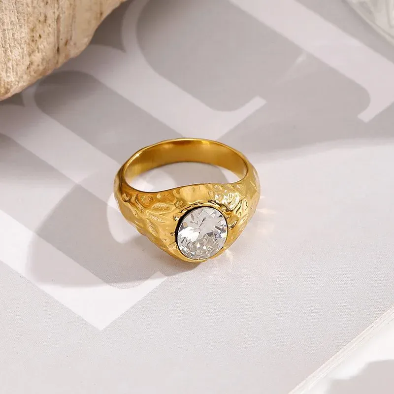 Ivanda Gold Statement Ring Stainless Steel YHTSR-260804 - view 06