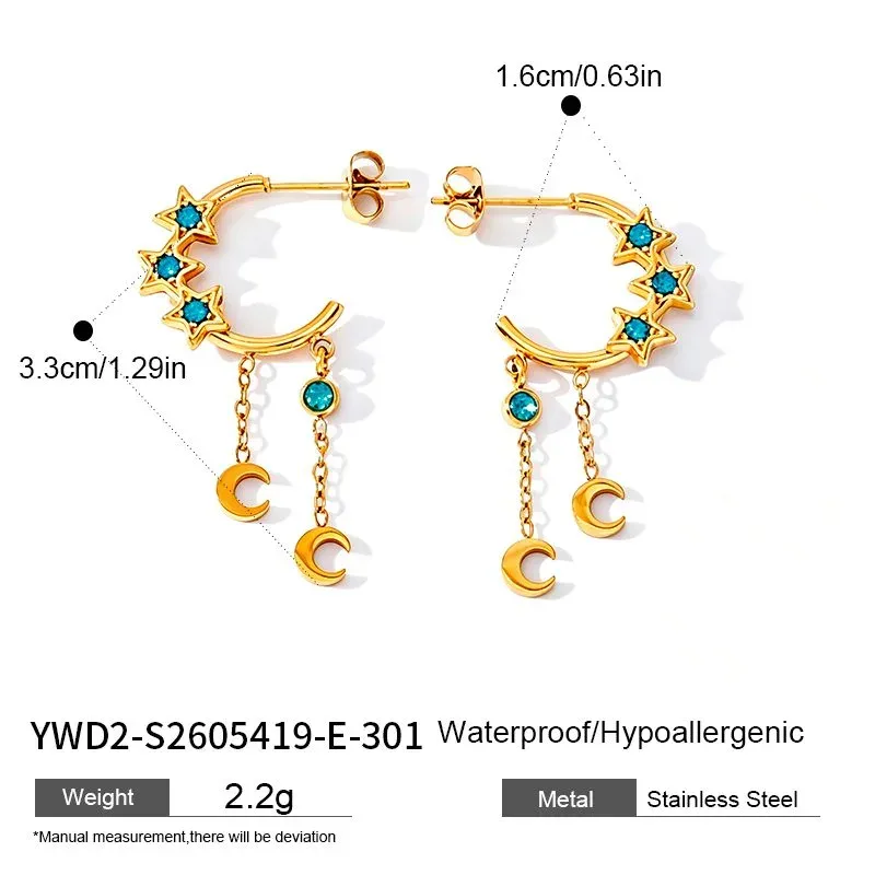 Ivanda Star & Moon Huggie Earrings Celestial Gold YWD2-S2605419-E-301 - view 01