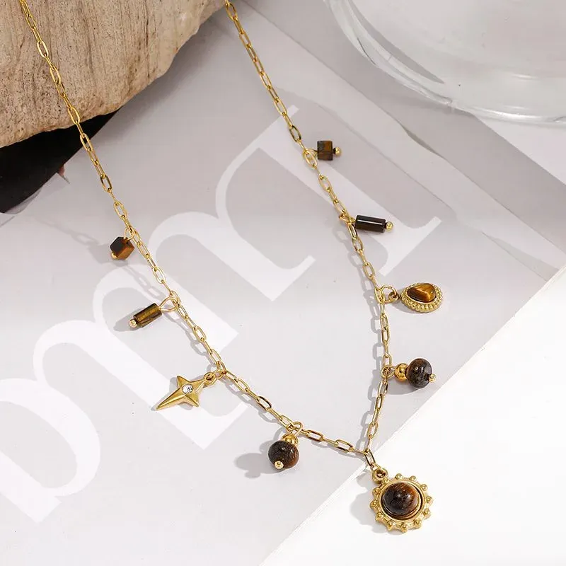 Ivanda Sun Pendant Necklace Charm Cluster Gold Stainless Steel CH260911-4 - view 03