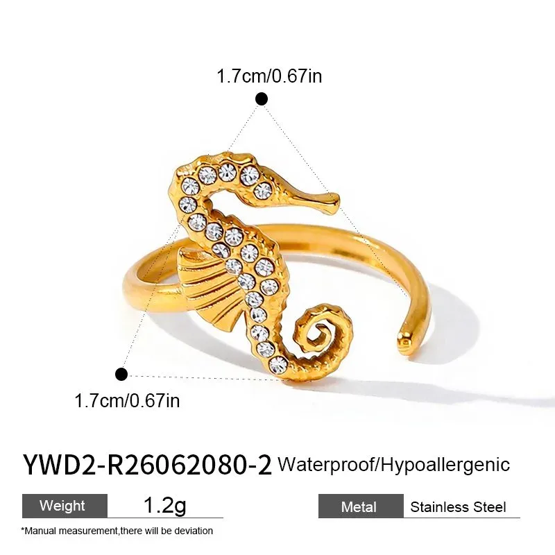 Ivanda Wavy Crystal Band Ring Gold Stainless YWD2-R26062073 - view 04