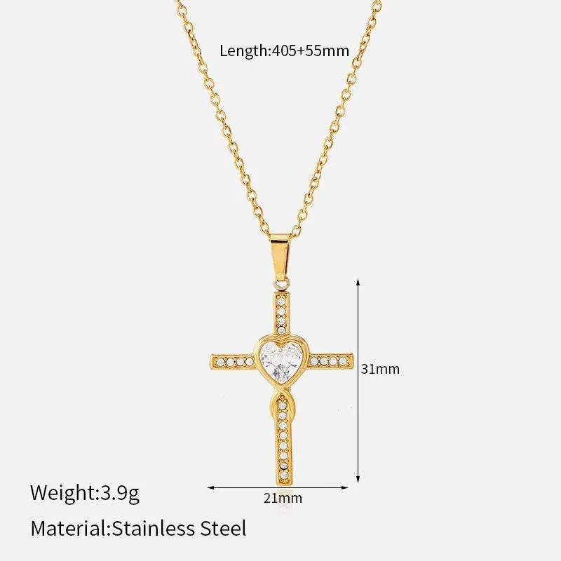 Ivanda Pavé Cross Pendant Necklace Gold CHZRK616-22 - view 02